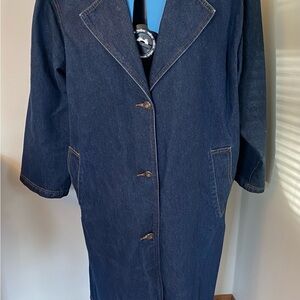 Baccini Dark Blue Jean Denim Duster Jacket for Women Trench Coat